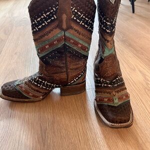 Corral Brown and Teal Leather Boots